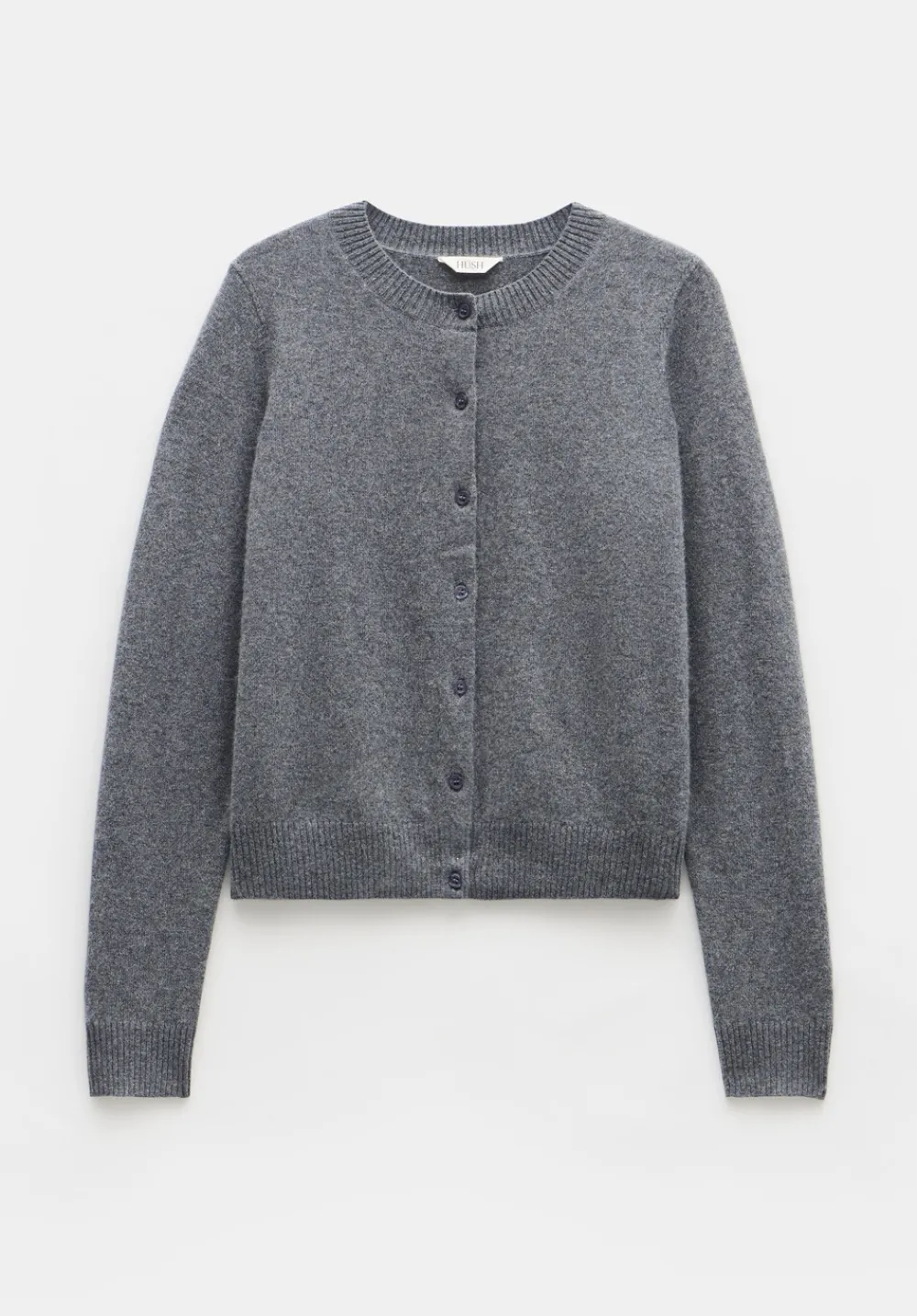 hush Jumpers & Cardigans|Daphne Cashmere Button Through Slim Cardigan Charcoal Marl