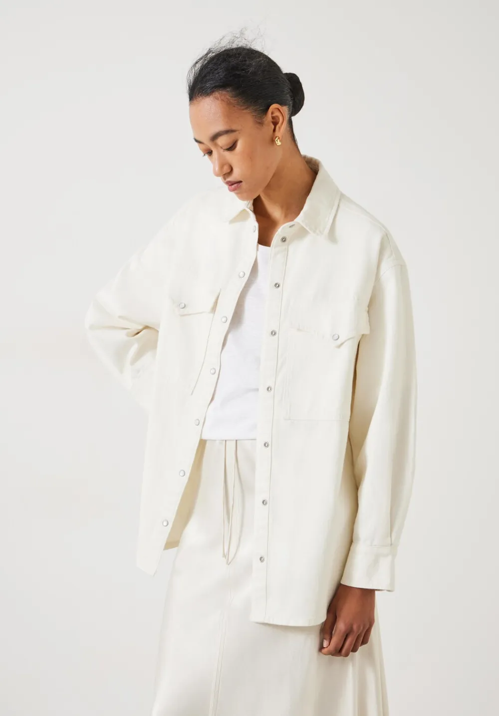 hush Tops & T-Shirts|Shirts & Blouses|Davina Oversized Denim Shirt Ecru