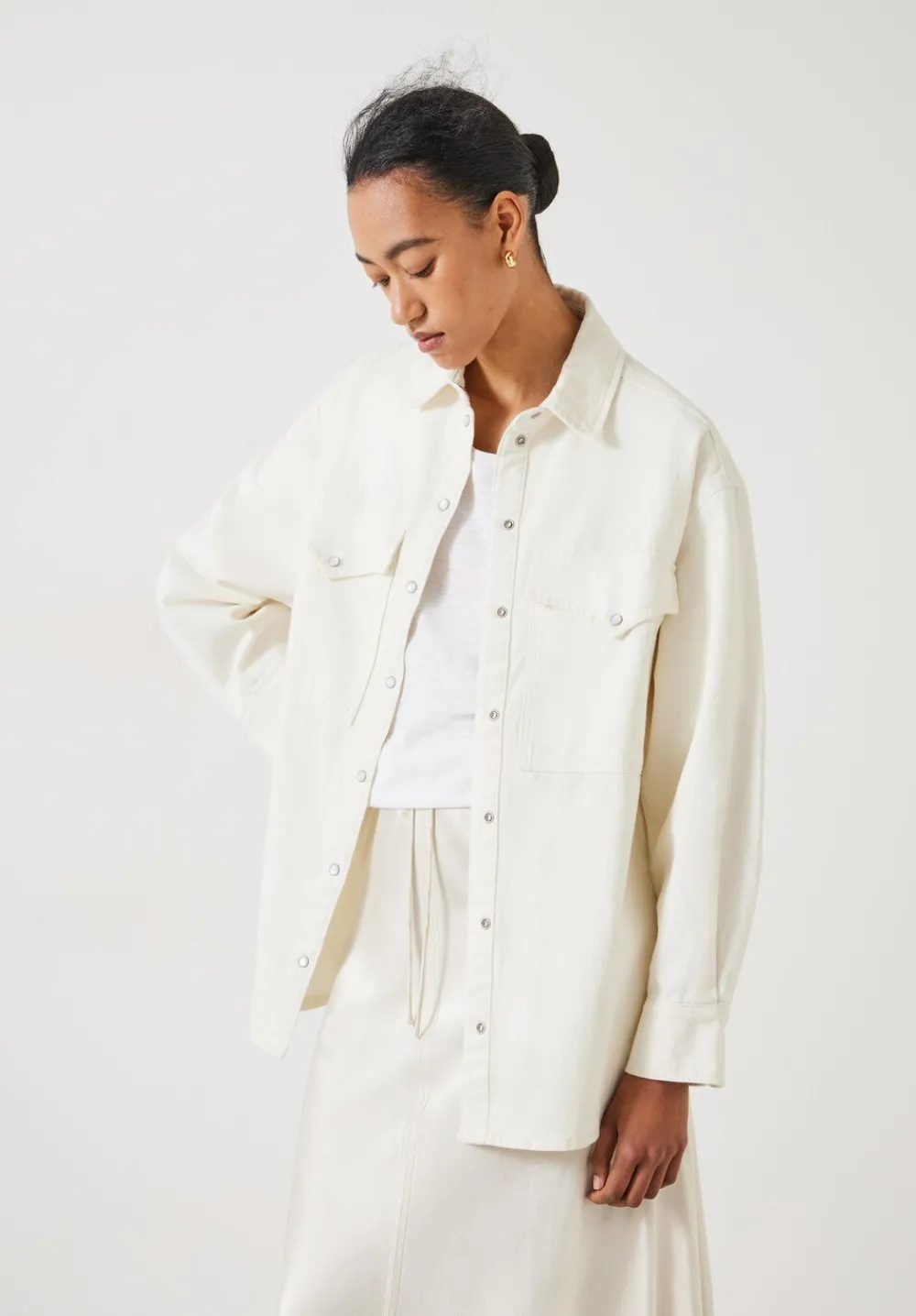 hush Tops & T-Shirts|Shirts & Blouses|Davina Oversized Denim Shirt Ecru