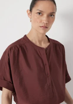 hush Shirts & Blouses|Debbie Air Flow Blouse Burgundy Brown