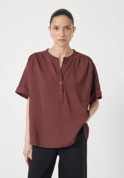 hush Shirts & Blouses|Debbie Air Flow Blouse Burgundy Brown