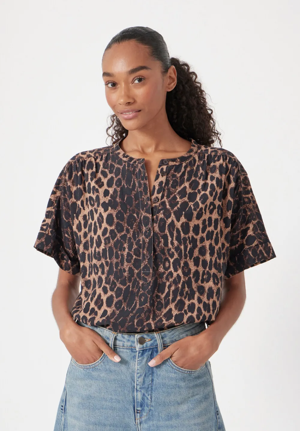 hush Shirts & Blouses|Debbie Air Flow Blouse Soft Leopard