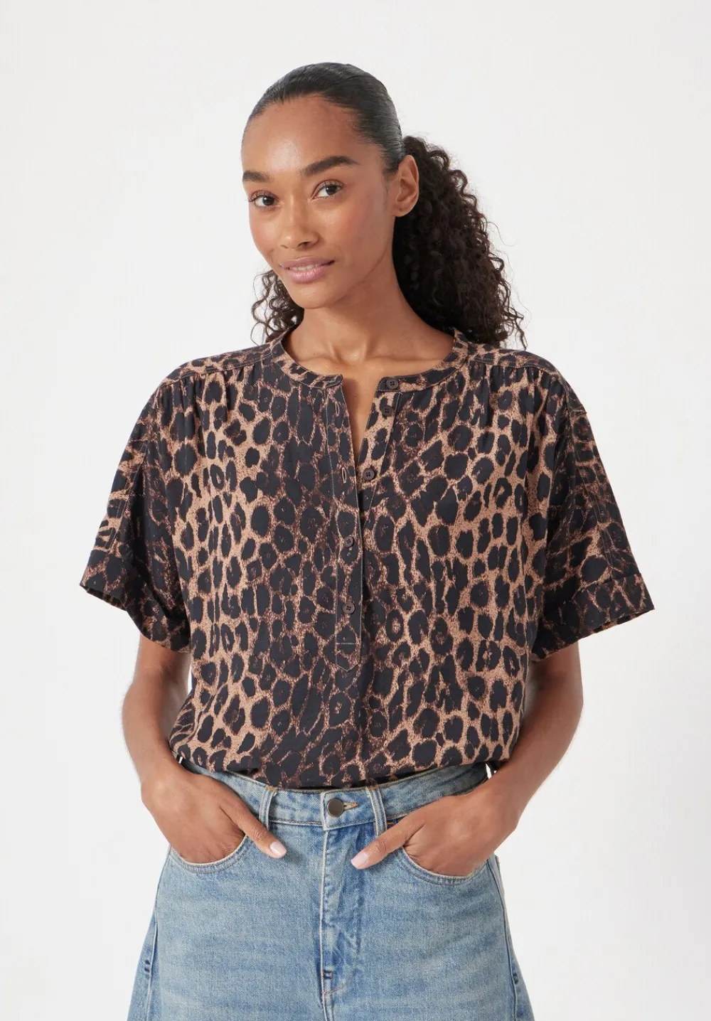 hush Shirts & Blouses|Debbie Air Flow Blouse Soft Leopard