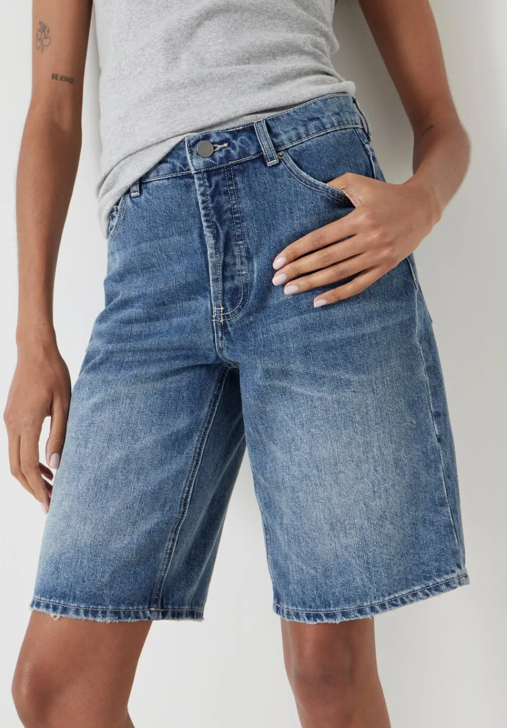 hush Shorts|Denim Bermuda Shorts Light Blue Authentic