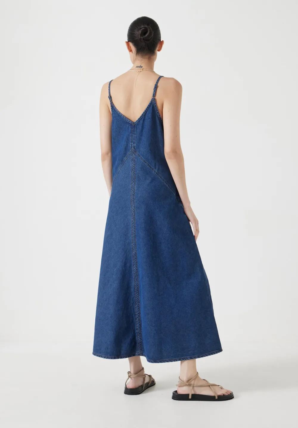 hush Dresses|Denim Maxi Slip Dress Mid Authentic Wash