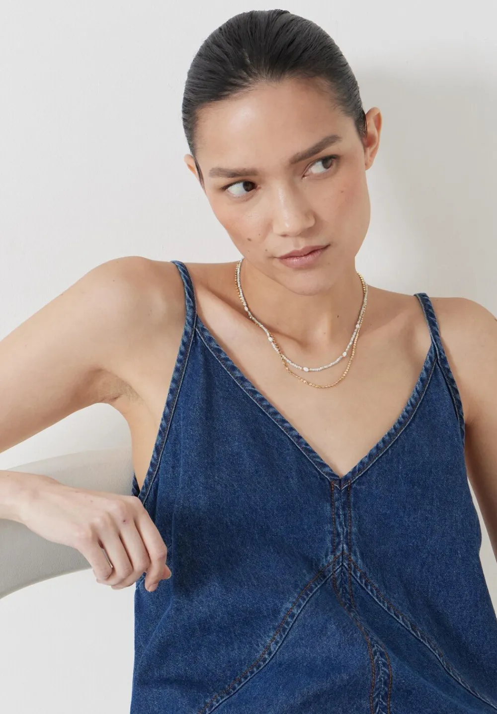 hush Dresses|Denim Maxi Slip Dress Mid Authentic Wash