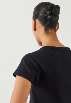 hush Tops & T-Shirts|Deven Ribbed Fitted T-Shirt Black