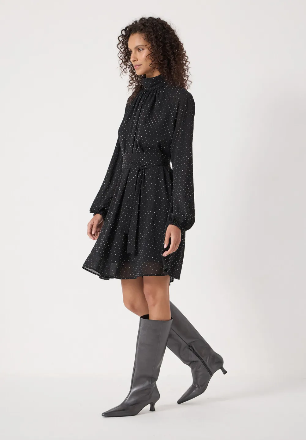 hush Dresses|Diamante Chiffon Mini Dress Black