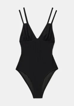 hush Swimwear & Beachwear|Dina Double Strap Crinkle Swimsuit Black