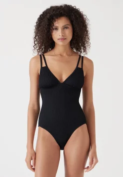 hush Swimwear & Beachwear|Dina Double Strap Crinkle Swimsuit Black