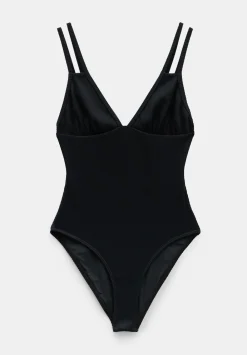 hush Swimwear & Beachwear|Dina Double Strap Rib Swimsuit Black