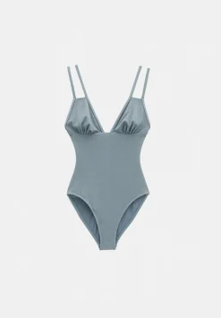 hush Swimwear & Beachwear|Dina Double Strap Textured Swimsuit Balsam Green