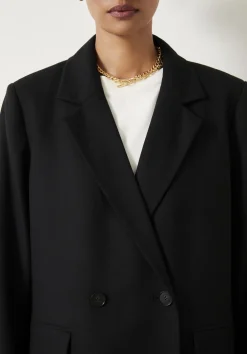 hush Jackets & Coats|Double Breasted Wool Blend Blazer Black