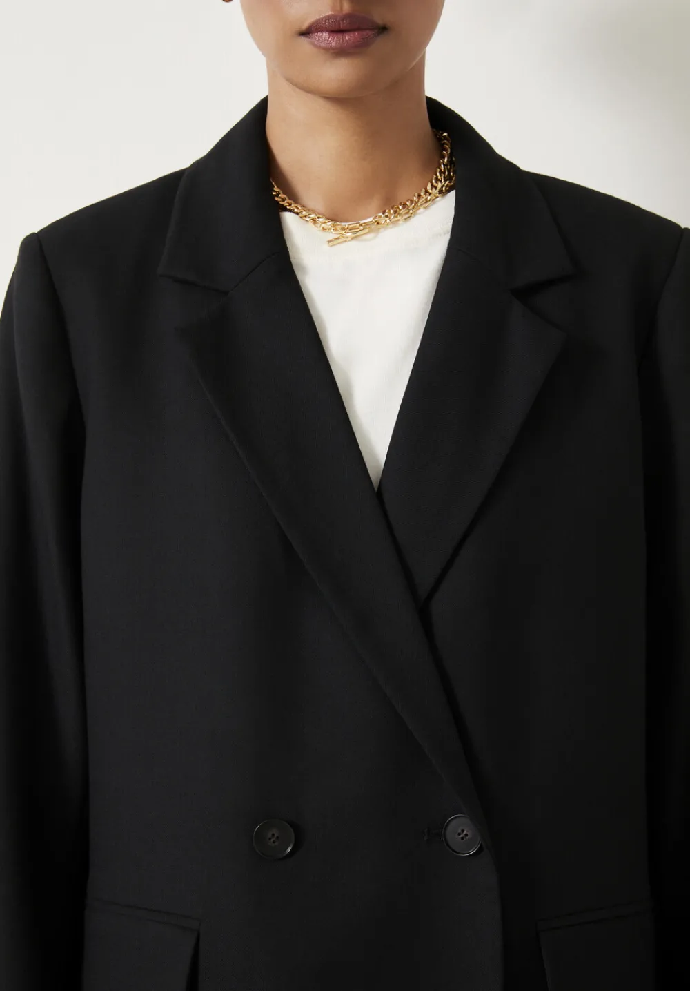 hush Jackets & Coats|Double Breasted Wool Blend Blazer Black
