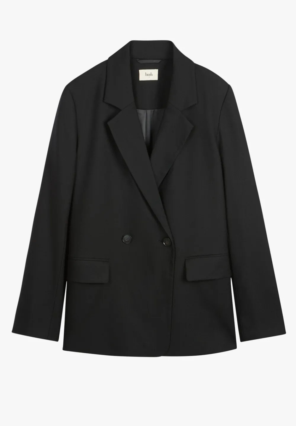 hush Jackets & Coats|Double Breasted Wool Blend Blazer Black