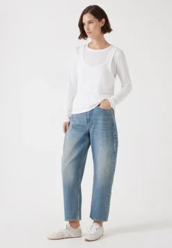 hush Tops & T-Shirts|Double Layer Long Sleeve Top White
