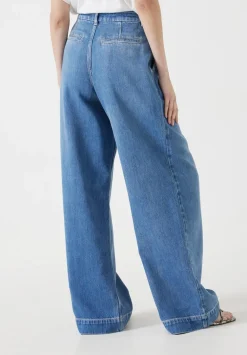 hush Jeans|Drew Wide Leg Jeans Mid Blue