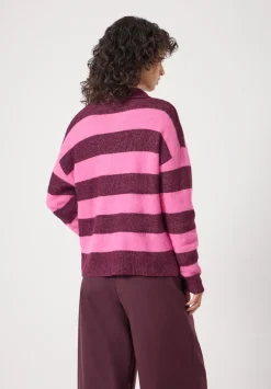 hush Jumpers & Cardigans|Drew Wool Blend Relaxed Rugby Jumper Burgundy Purple