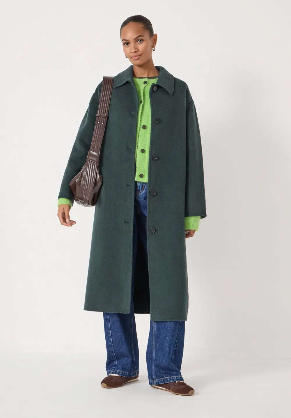 hush Jackets & Coats|Edie Pure Wool Double Faced Coat Teal Green
