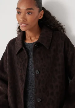 hush Jackets & Coats|Edie Pure Wool Leopard Double Faced Coat Brown Leopard
