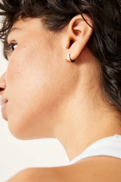 hush Jewellery|Effie Enamel Hoop Earring gold-black-white