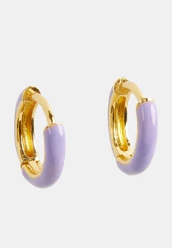 hush Jewellery|Effie Enamel Hoop Earring Gold/Lilac