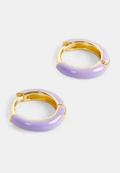 hush Jewellery|Effie Enamel Hoop Earring Gold/Lilac