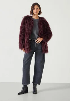 hush Jackets & Coats|Eleanor Faux Fur Jacket Burgundy Red