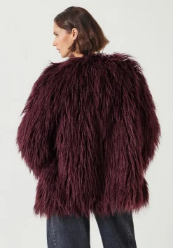 hush Jackets & Coats|Eleanor Faux Fur Jacket Burgundy Red