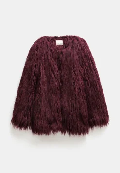 hush Jackets & Coats|Eleanor Faux Fur Jacket Burgundy Red