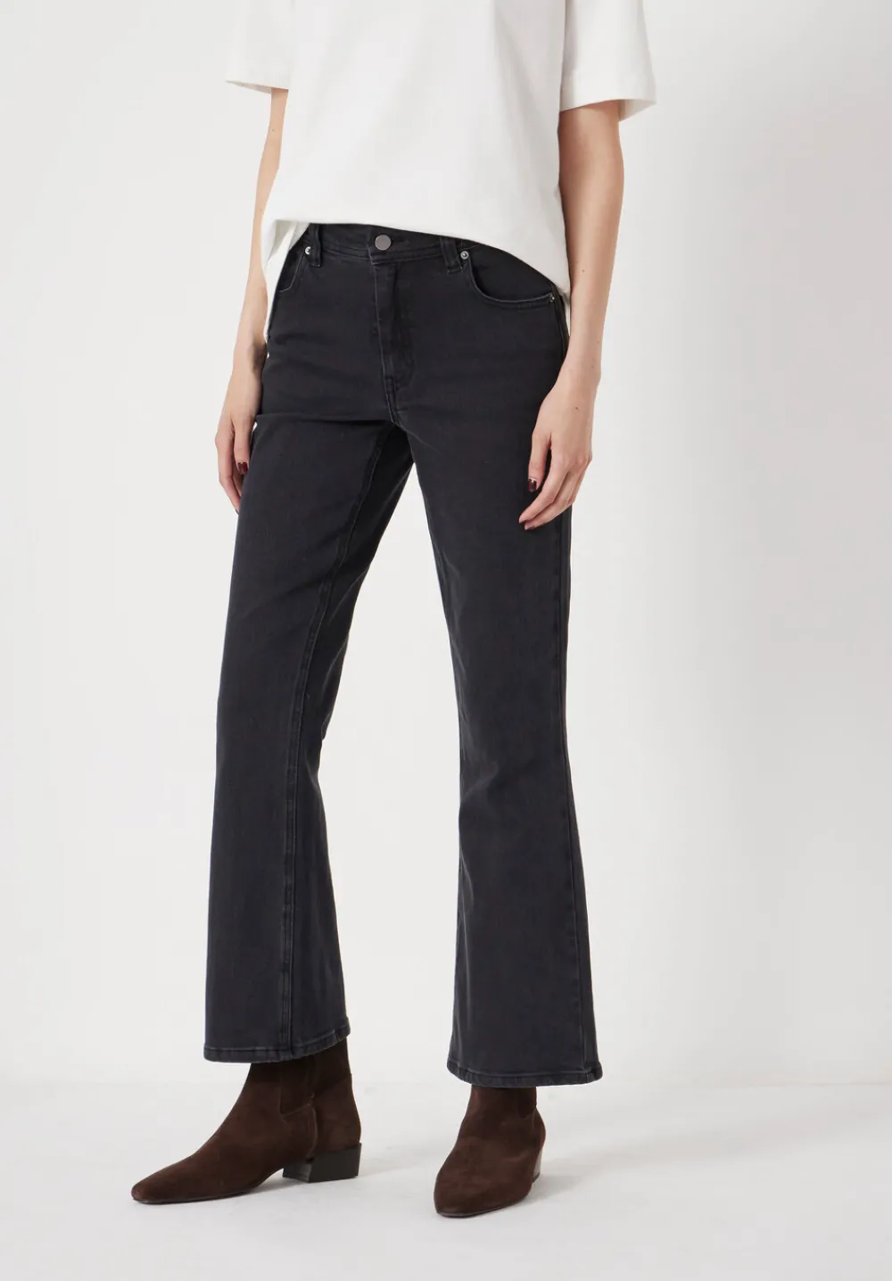 hush Jeans|Eliana Cropped Mid Rise Bootcut Jeans Washed Black