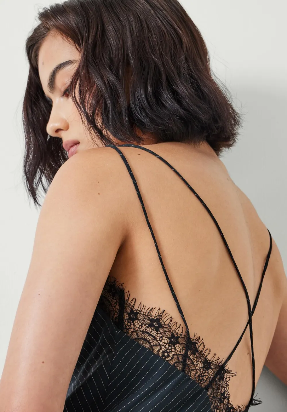 hush Dresses|Elisabetta Slip Maxi Dress Pinstripe Grey