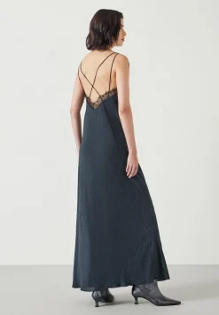 hush Dresses|Elisabetta Slip Maxi Dress Pinstripe Grey