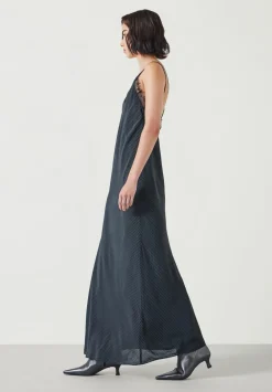 hush Dresses|Elisabetta Slip Maxi Dress Pinstripe Grey