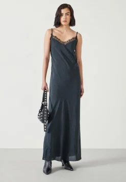 hush Dresses|Elisabetta Slip Maxi Dress Pinstripe Grey