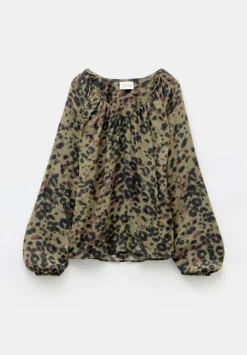 hush Shirts & Blouses|Elise V-Neck Printed Blouse Khaki Animal