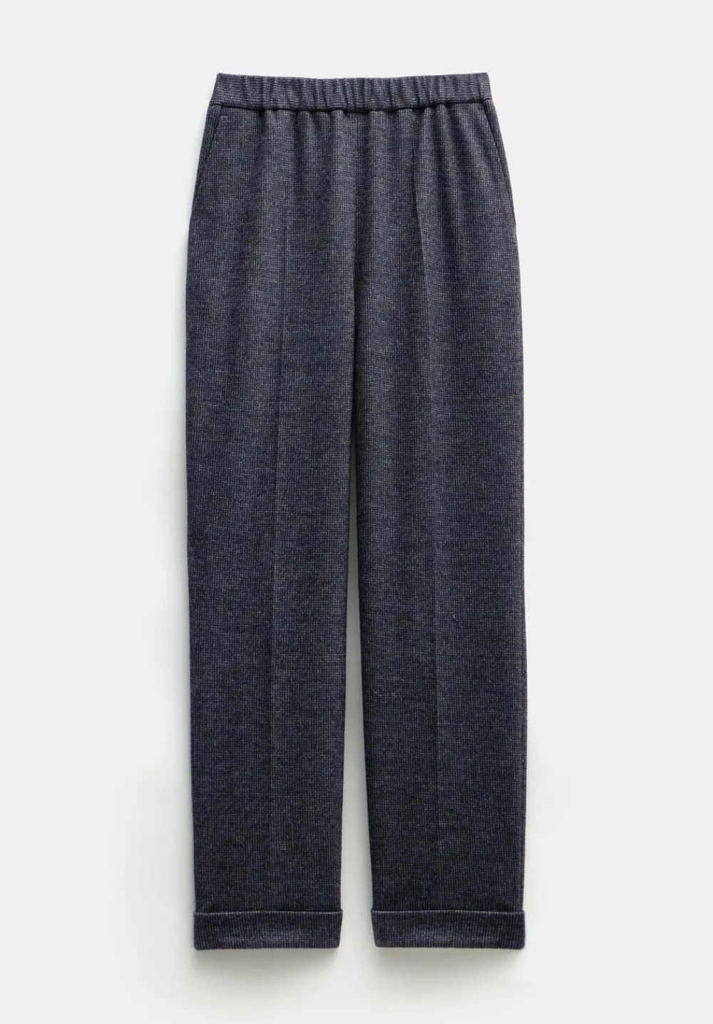 hush Trousers|Eliz Slim Wool Blend Check Trousers Charcoal Marl