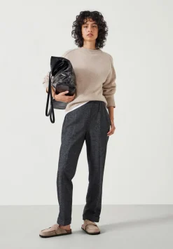 hush Trousers|Eliz Slim Wool Blend Check Trousers Charcoal Marl