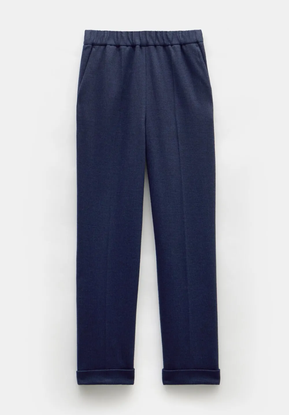 hush Trousers|Eliz Slim Wool Blend Check Trousers Navy
