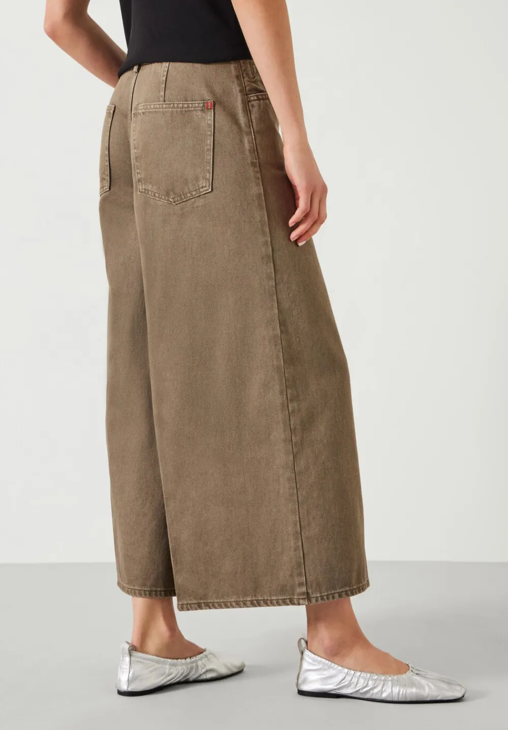 hush Jeans|Ella Wide Leg Cropped Jeans Olive