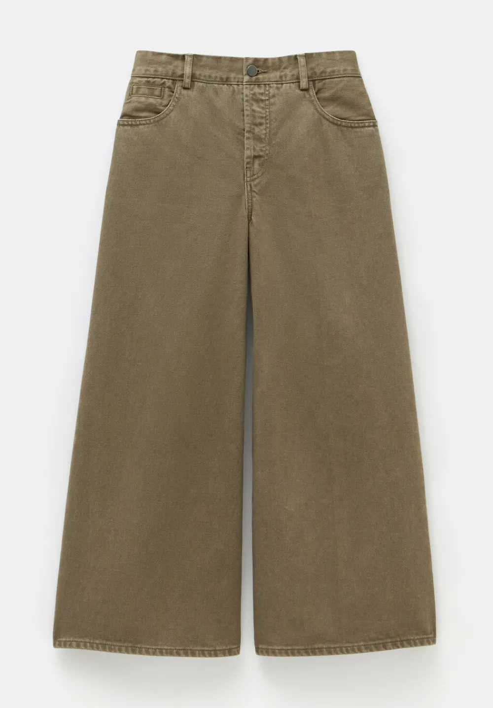 hush Jeans|Ella Wide Leg Cropped Jeans Olive