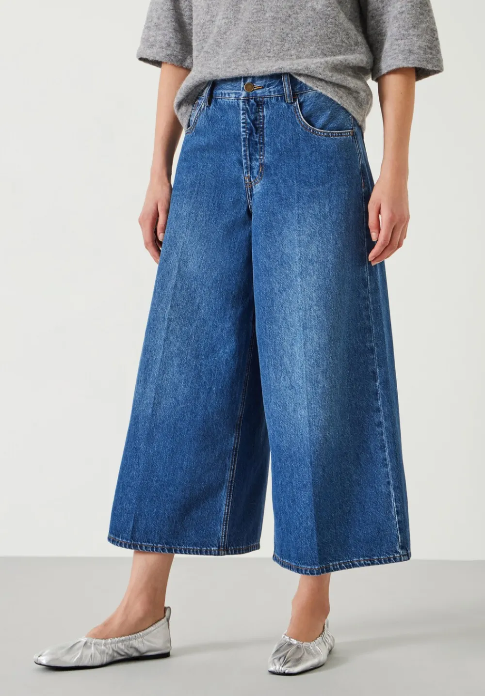 hush Jeans|Ella Wide Leg Cropped Jeans Mid Authentic