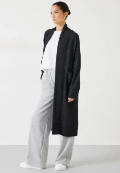 hush Pyjamas & Nightwear|Elle Supersoft Long Cardigan Charcoal Marl