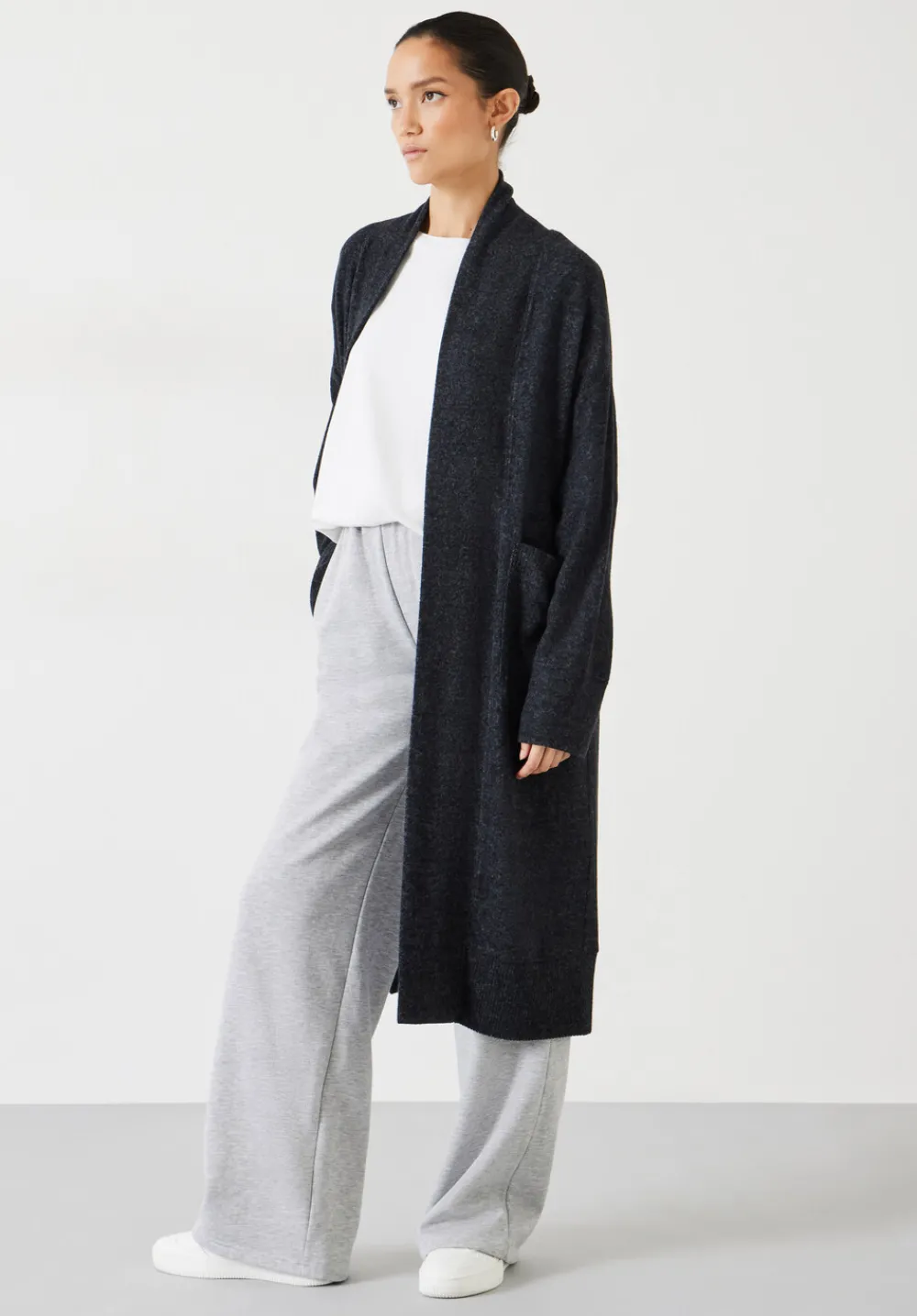 hush Pyjamas & Nightwear|Elle Supersoft Long Cardigan Charcoal Marl
