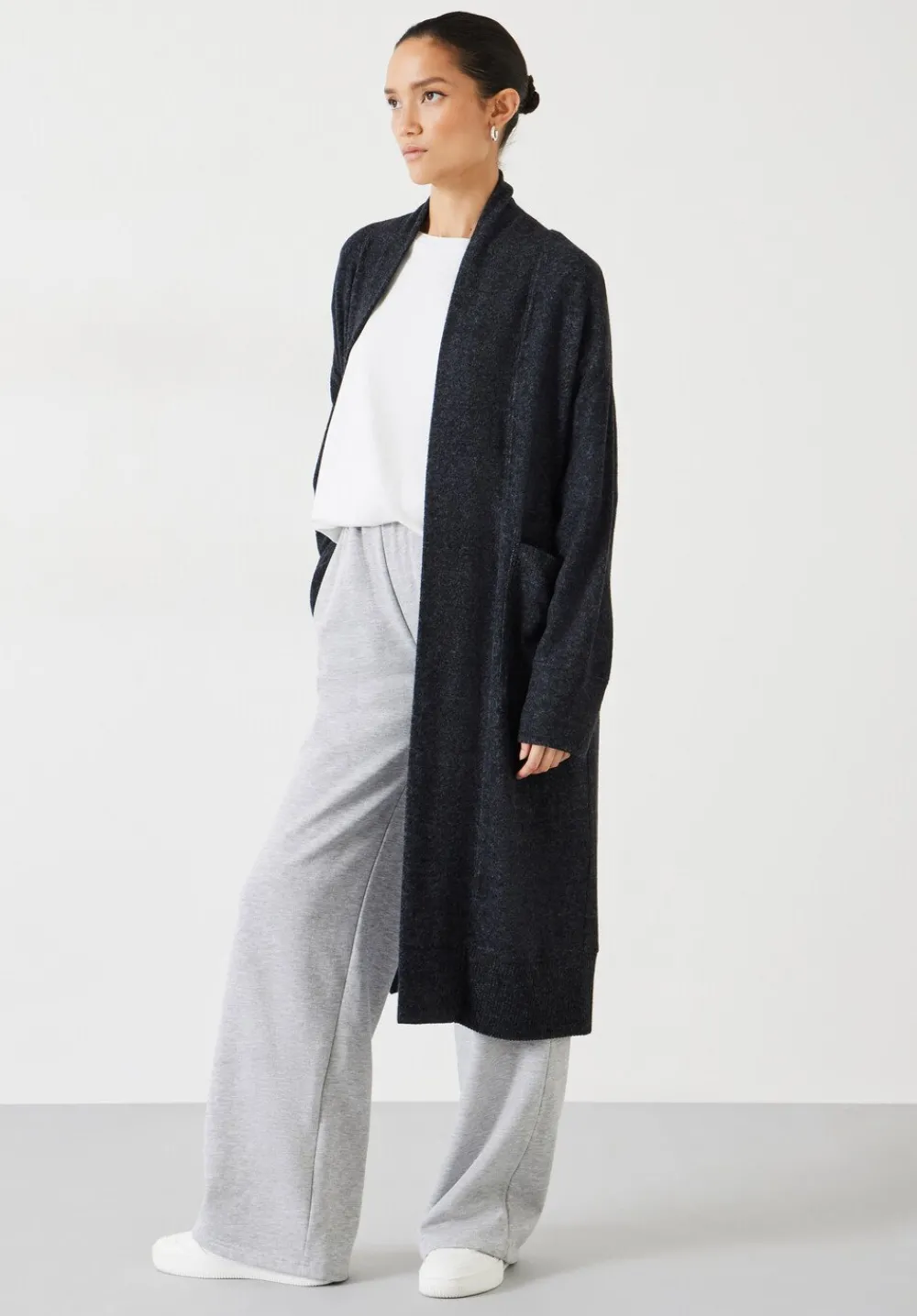 hush Pyjamas & Nightwear|Elle Supersoft Long Cardigan Charcoal Marl