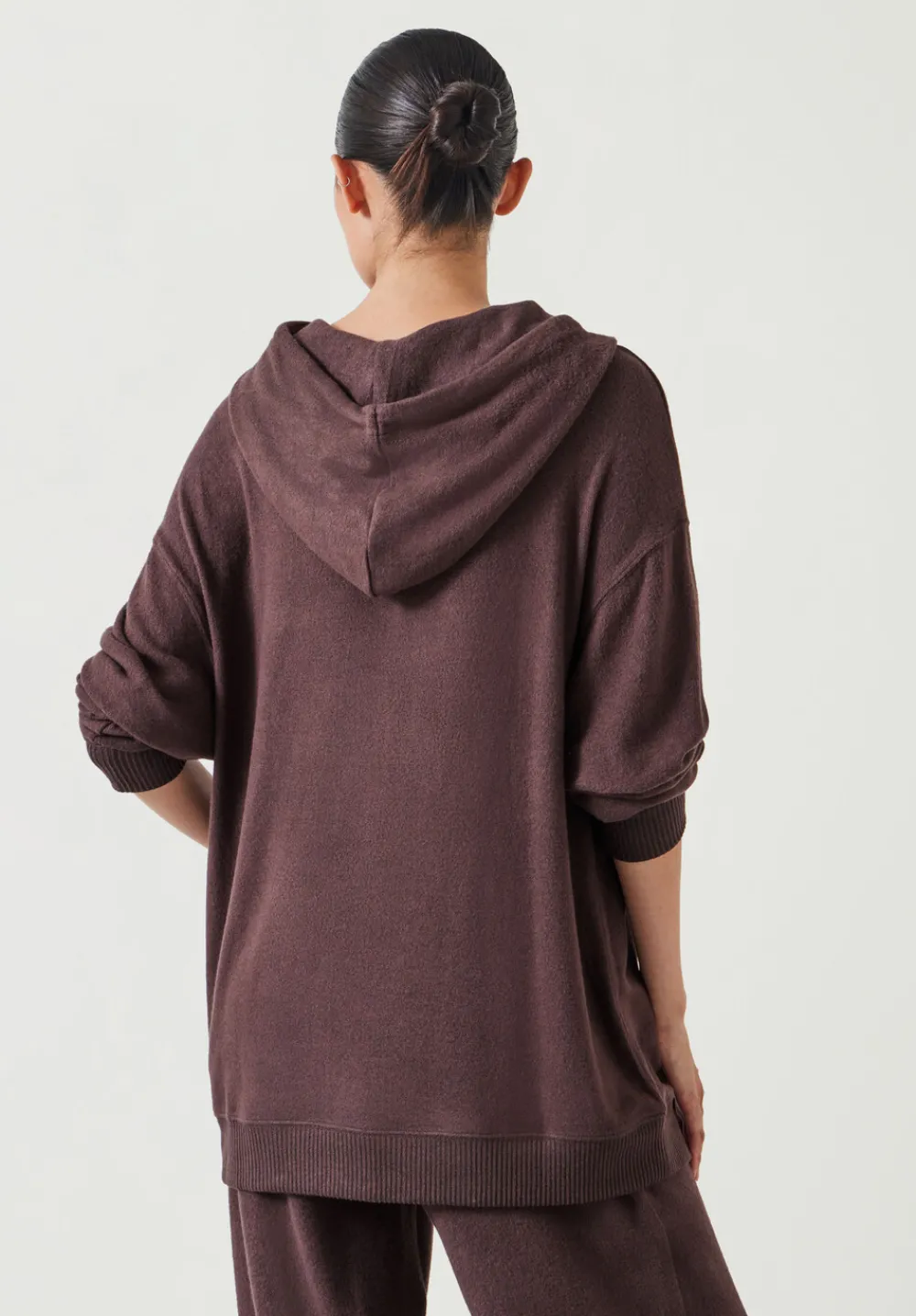 hush Sweatshirts & Hoodies|Elle Supersoft Longline Hoodie Chocolate brown