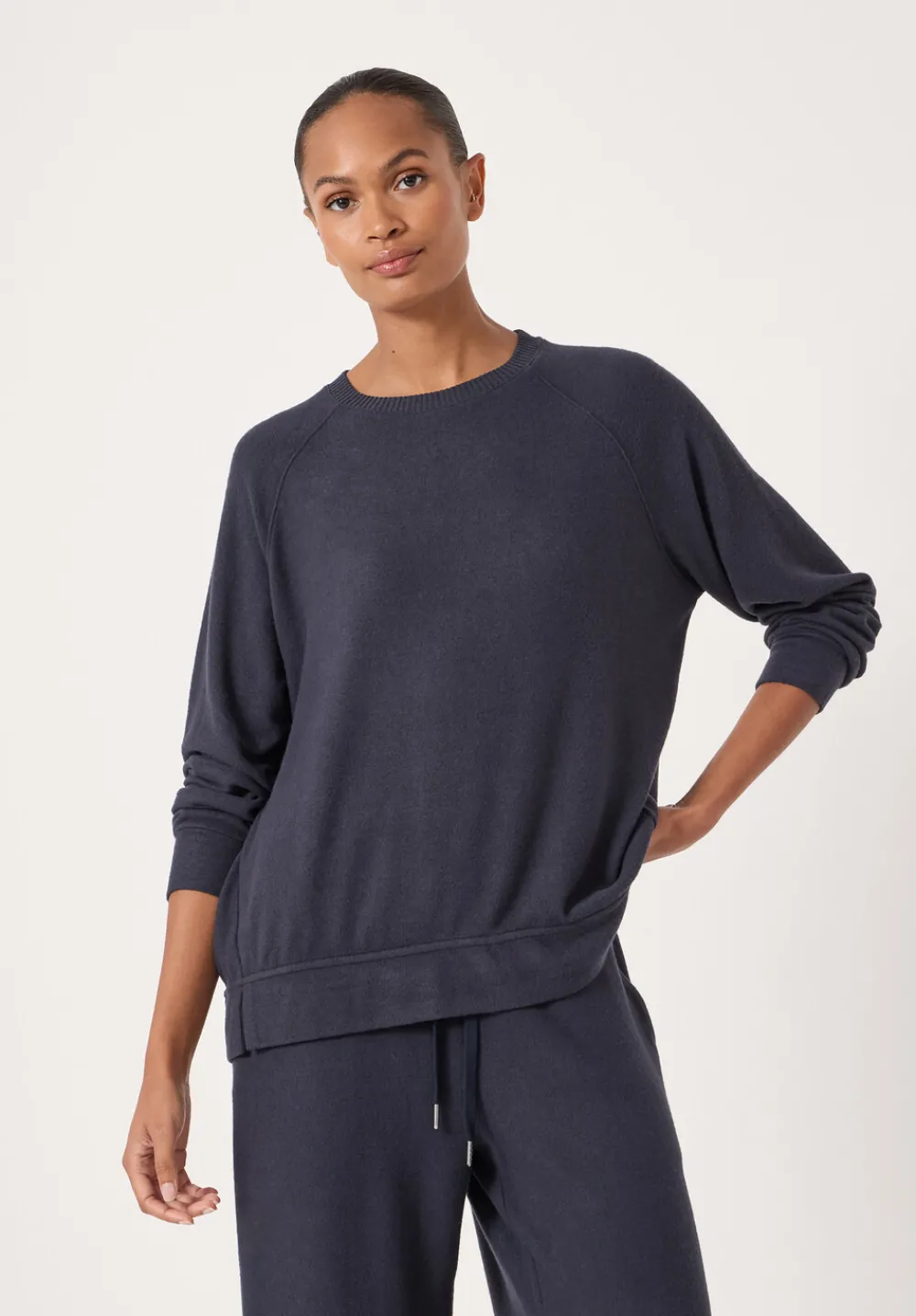 hush Tops & T-Shirts|Pyjamas & Nightwear|Elle Supersoft Raglan Top Navy Blue