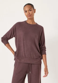 hush Tops & T-Shirts|Pyjamas & Nightwear|Elle Supersoft Raglan Top Chocolate Melange