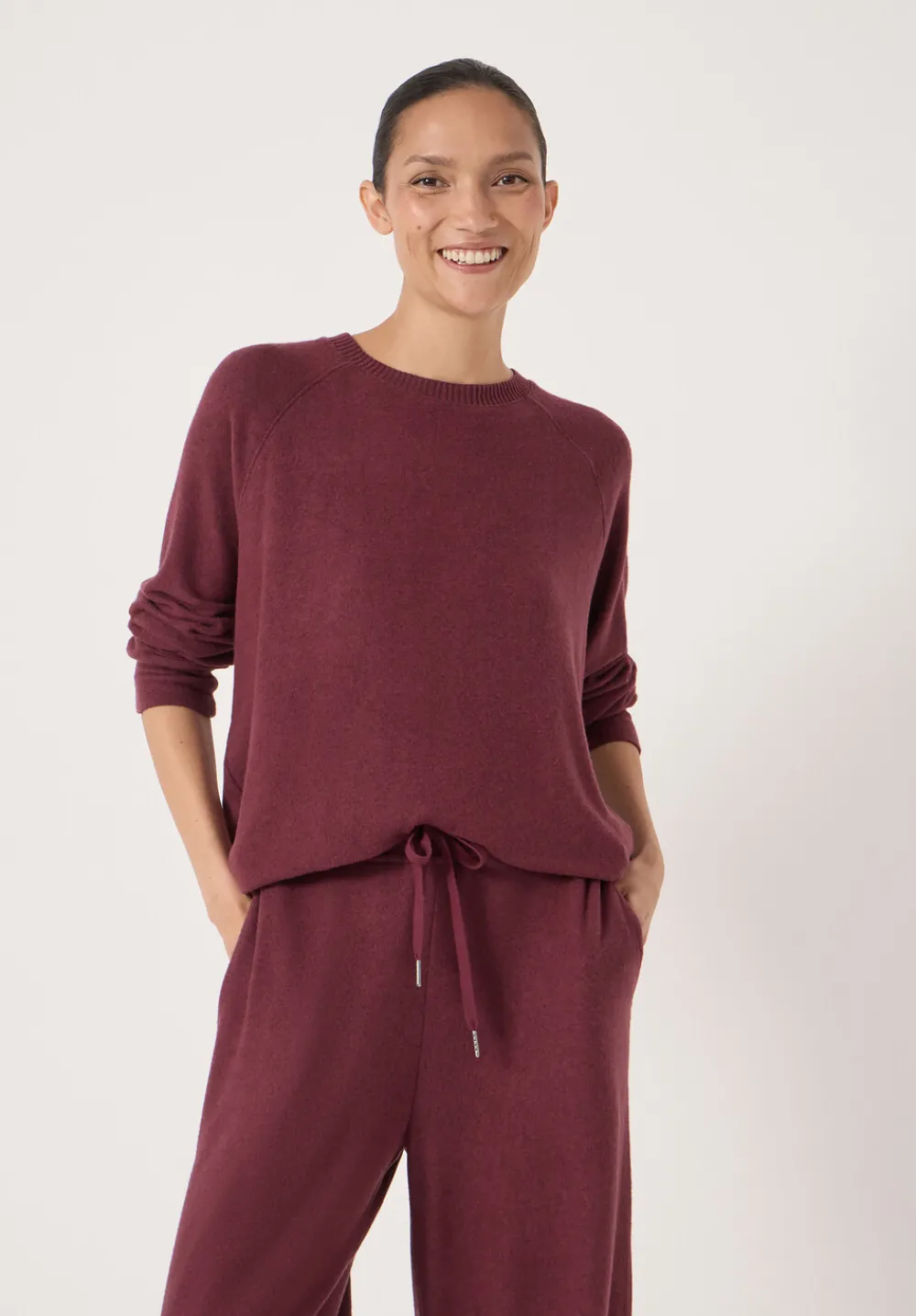 hush Tops & T-Shirts|Pyjamas & Nightwear|Elle Supersoft Raglan Top Burgundy Purple