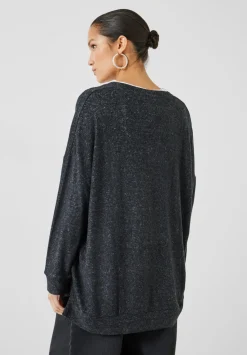 hush Tops & T-Shirts|Pyjamas & Nightwear|Elle Supersoft V-Neck Top Charcoal Marl